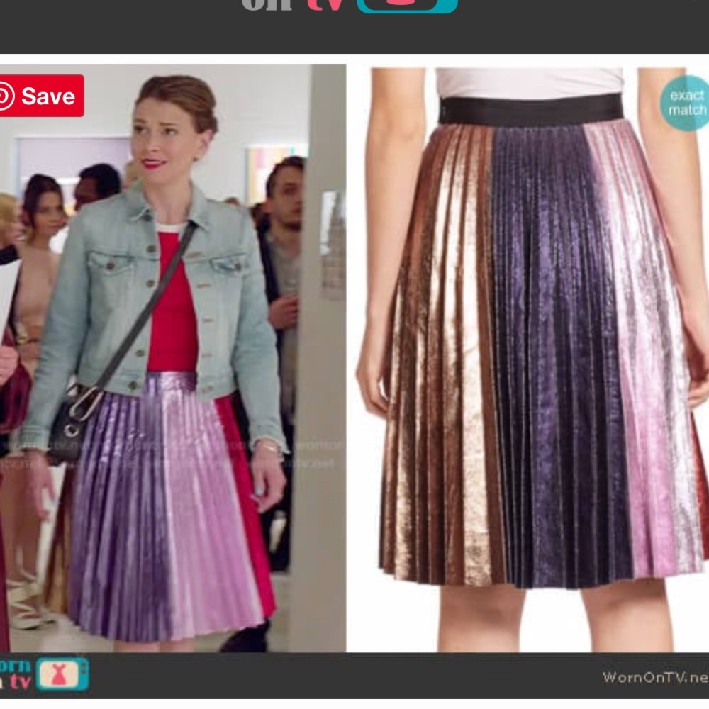 Romance was born pleated rainbow metallic skirt NWT